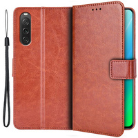 Pattintható tok a Sony Xperia 10 V, Crazy Horse Wallet, barna