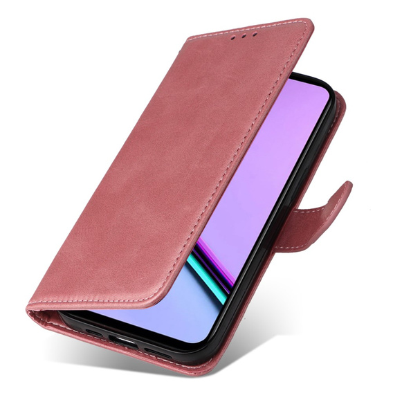 Pattintható tok a Realme C67, Leather Wallet, rózsaszín rose gold