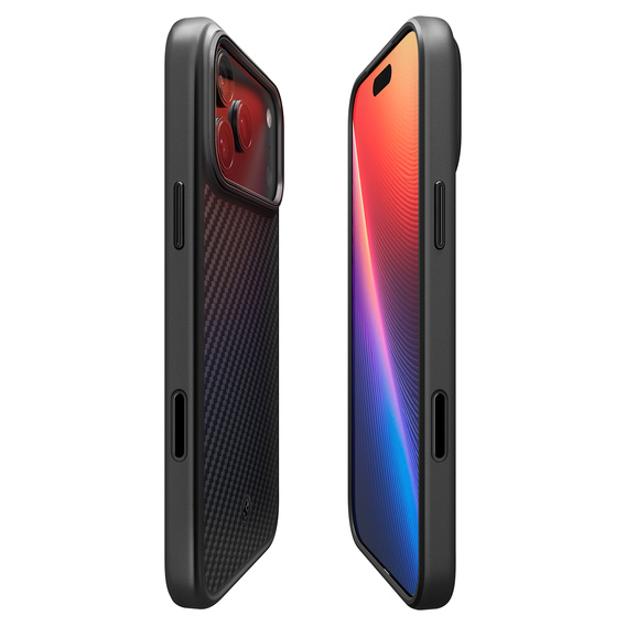 Spigen Enzo Aramid MagSafe tok iPhone 17 Pro készülékhez, szénfekete színben