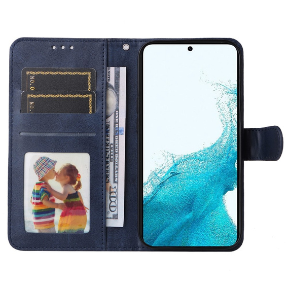 Pattintható tok a Samsung Galaxy A34 5G, Leather Wallet, sötétkék