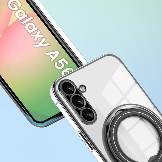 Mágneses tok Samsung Galaxy A56-hoz, MagSafe, fekete + üveg 9H