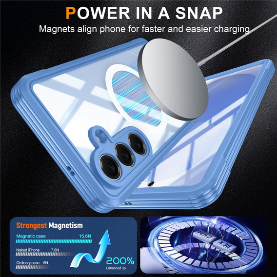 Üveges, ütésálló tok MagSafe-hez Samsung Galaxy S26-hoz, kék