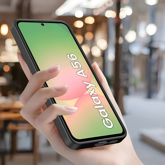 Tok Samsung Galaxy A56 5G, Silicone Heart, fekete + 9H edzett