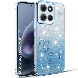 Tok Motorola Moto G86 5G, Glitter Flower, kék