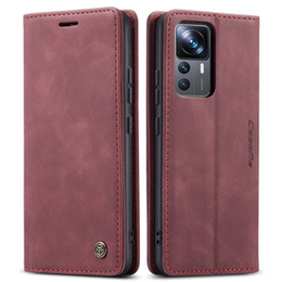 CASEME tok Xiaomi 12T / 12T Pro, Leather Wallet Case, piros