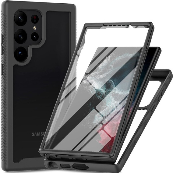 Tok Samsung Galaxy S24 Ultra készülékhez, Shockproof, fóliával, fekete