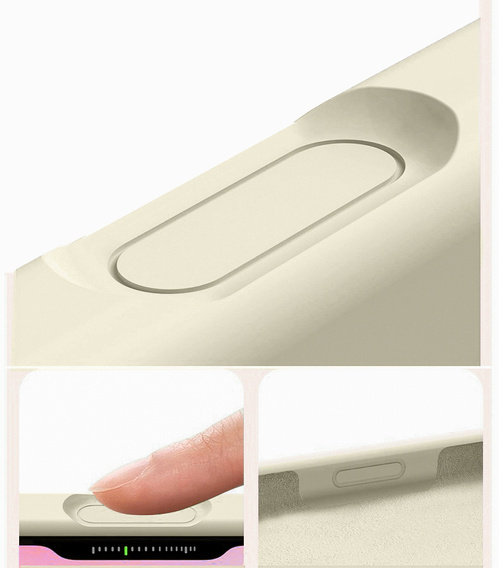 Szilikon tok iPhone 17 Pro Max készülékhez - MagSafe kompatibilis, ütésgátló, bézs színben