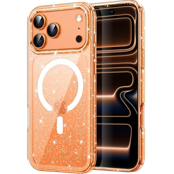 Tok iPhone 17 Pro készülékhez, MagSafe, csillogó, átlátszó