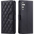 Flap tok Samsung Galaxy A16, Rhombus Crossbody Leather, fekete