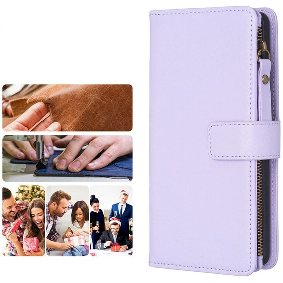 Pattintható tok a Xiaomi Redmi 13C / Poco C65, Wallet Zipper Pocket, fekete