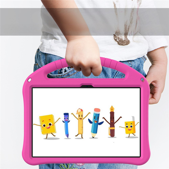 Gyermek tok a T Tablet 2 5G-hez, állvánnyal és fogantyúval, rózsaszínű