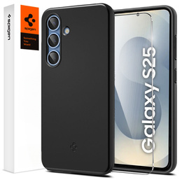 Spigen tok Samsung Galaxy S25 készülékhez, Thin Fit Mag, fekete + 9H edzett üveg