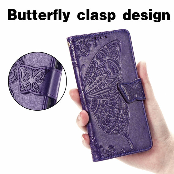Pattintható tok a Motorola Moto G32, Butterfly, lila