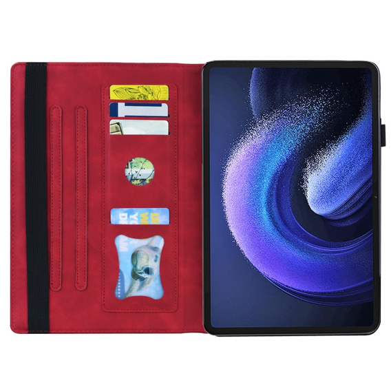 Tok Xiaomi Pad 6, Classic, tolltartóval, piros