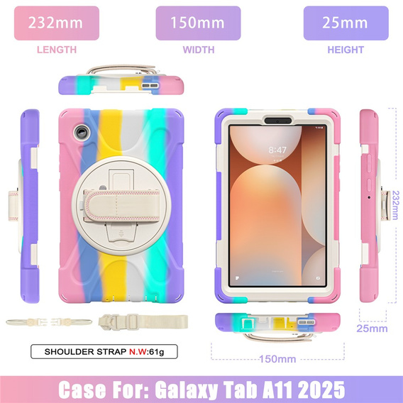Páncélozott tok állvánnyal és vállpánttal Samsung Galaxy Tab A11 készülékhez