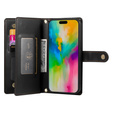Pattintható tok a iPhone 16 Pro Max, Wallet Zipper Pocket, fekete
