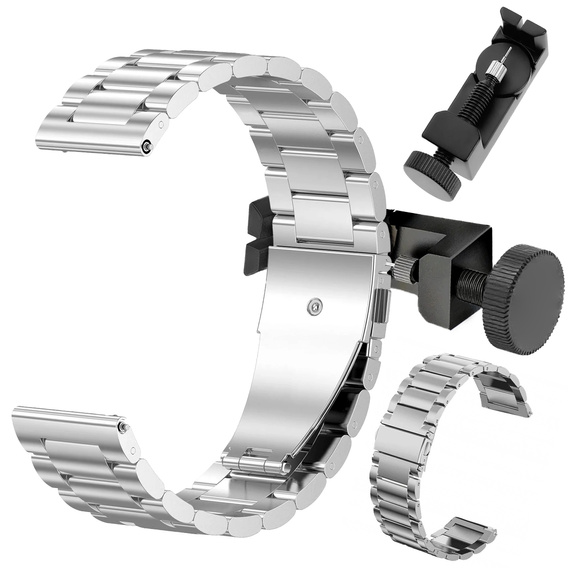 PASEK DO órához HUAWEI WATCH 2 3 4 5 GT GT2 GT3 GT4 GT5 PRO GT2e 2e 46MM 48MM ezüst