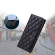 Flap tok iPhone 16, Rhombus Crossbody Leather, fekete