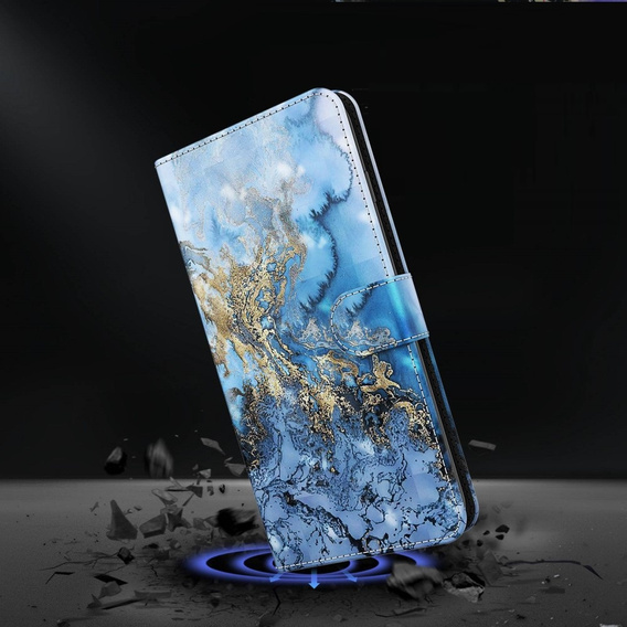 Pattintható tok a Xiaomi Redmi Note 13 Pro+, Wallet, Marble kék