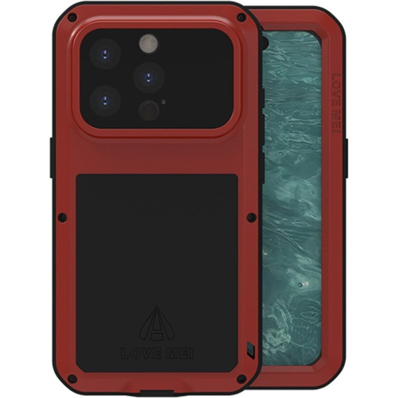 Love Mei Telefontok a iPhone 15 Pro, armored with glass, piros