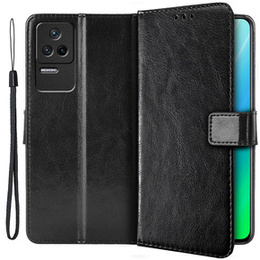 Pattintható tok a Xiaomi Poco F4 5G, Crazy Horse Wallet, fekete