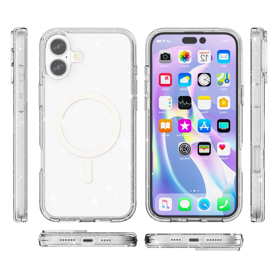 Tok iPhone 17 készülékhez, MagSafe, csillogó, átlátszó
