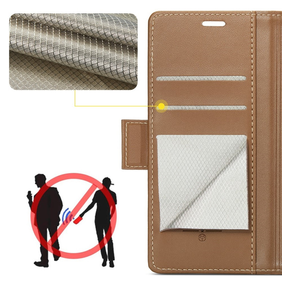 CASEME flip tok Samsung Galaxy Z Fold6 5G, Litchi Wallet, barna