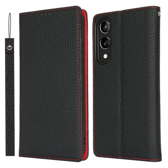 Pattintható tok a Samsung Galaxy S25 Edge, Litchi Skin Grain, fekete
