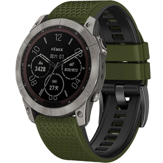 Szilikon pánt Garmin Fenix 7 / Forerunner 965 / 955 / 945 / 935, zöld / fekete