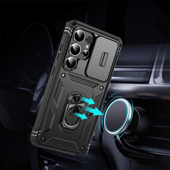Telefontok a Samsung Galaxy S25 Ultra, KickStand Camera Lens, fekete