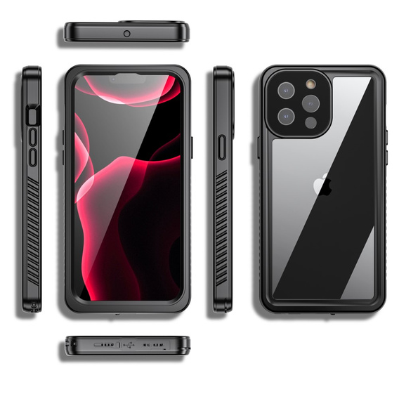 IP68 vízálló tok a iPhone 13 Pro Max, fekete