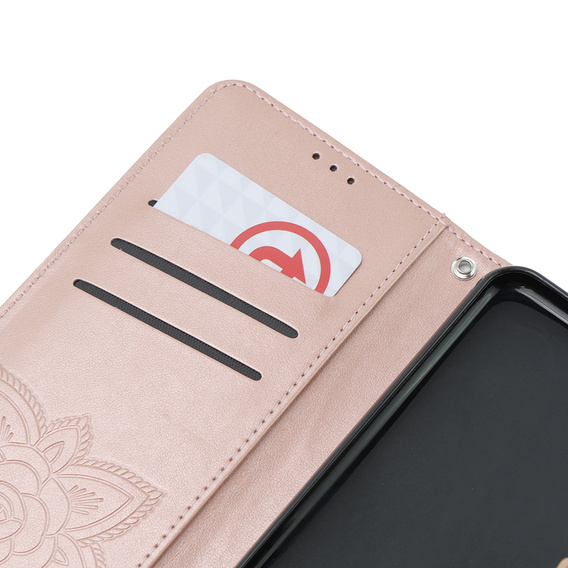 Pattintható tok a Xiaomi Poco X6 5G, Butterfly, rózsaszín rose gold