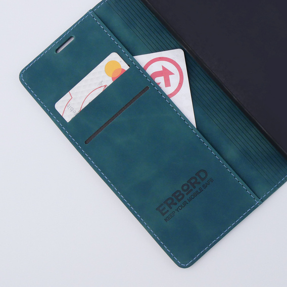 Telefontok a Xiaomi Redmi Note 12 4G, ERBORD Vintage, pénztárca patenttal, kék