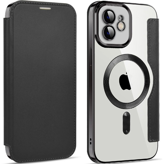 Pattintható tok a iPhone 12, RFID Wallet MagSafe CamShield, fekete