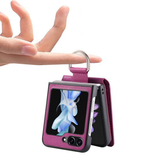 Tok Samsung Galaxy Z Flip7 FE / Z Flip6, Card Slot Ring Case, lila