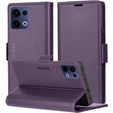 Tok Oppo Reno 13, ERBORD Glossy Litchi, pénztárca patenttal, lila