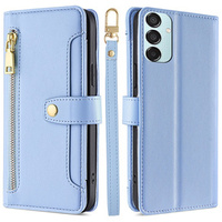 Pattintható tok a Samsung Galaxy M15 5G, Wallet Zipper Pocket, kék