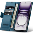 Tok Oppo Reno 12 Pro, ERBORD Glossy Litchi, pénztárca patenttal, kék