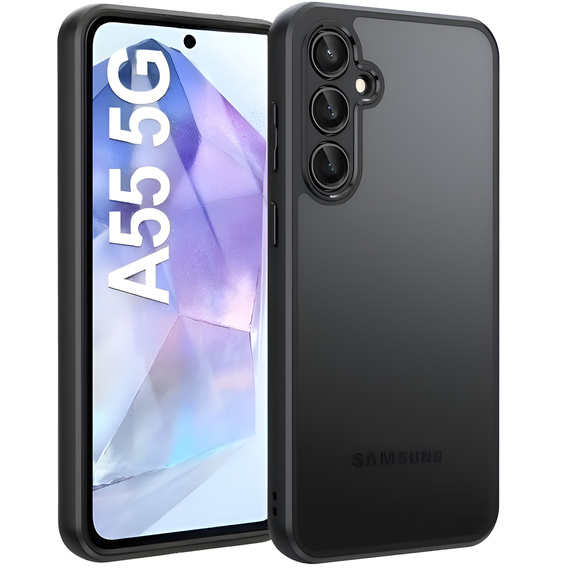 Tok Samsung Galaxy A55 5G, Fusion Hybrid, kameravédelemmel, átlátszó / fekete
