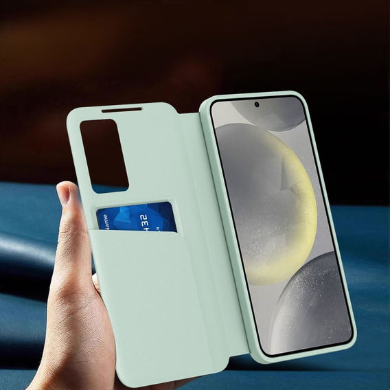 Flip tok Samsung Galaxy S25, Smart View Wallet, zöld