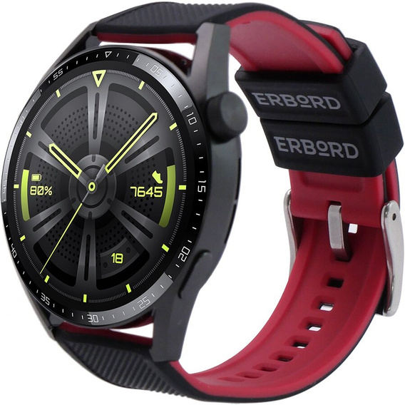 ERBORD univerzális szilikon szíj 22mm, Dual Color, narancssárga / fekete / fekete csat