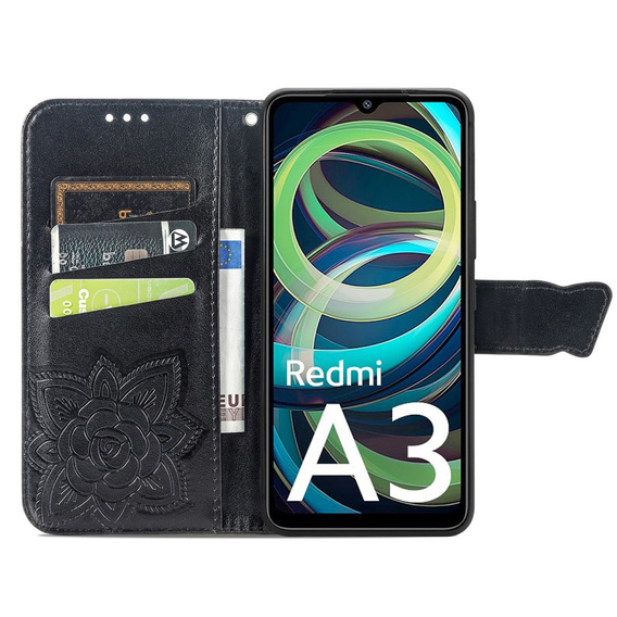 Pattintható tok a Xiaomi Redmi A3, Butterfly, fekete