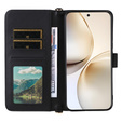 Tok patenttal a Realme 14 Pro+ 5G-hez, Crossbody Leather Wallet, fekete színű