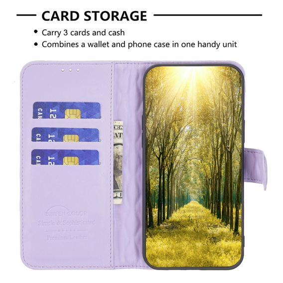 Pattintható tok a Samsung Galaxy A56, Wallet, BINFEN COLOR, lila