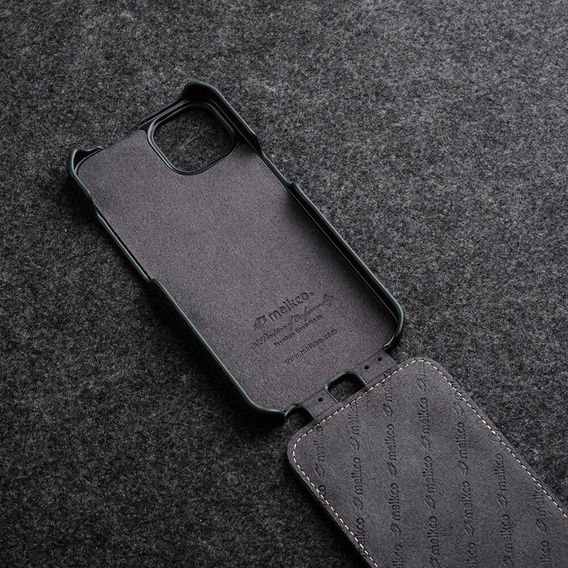 MELKCO flip tok iPhone 15 Pro-hoz, bőr, flip, fekete