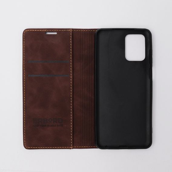 Telefontok a Motorola Moto G73, ERBORD Vintage, pénztárca patenttal, kávé