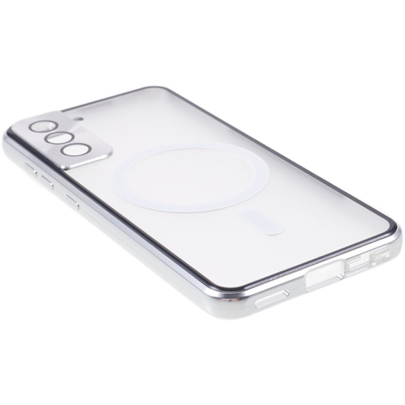 Magnetic Dual Glass MagSafe tok Samsung Galaxy S21+ Plus, ezüst
