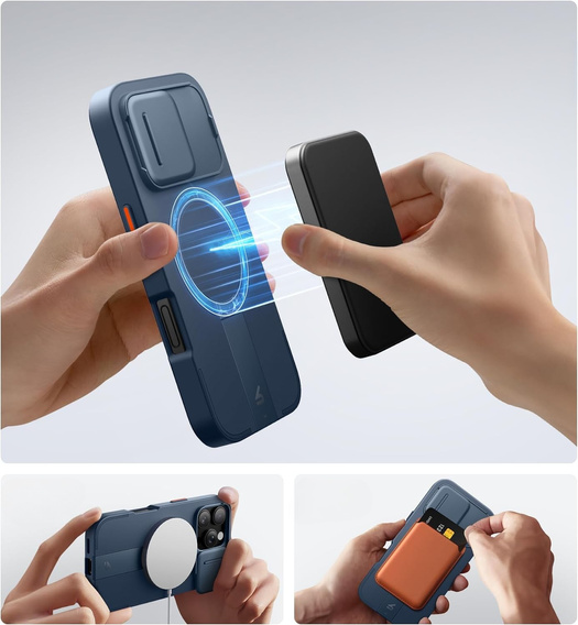 Tok iPhone 16 Pro készülékhez, Suritch Shockproof, MagSafe, sötétkék