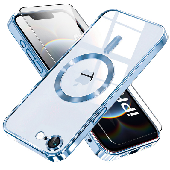 Tok iPhone 16E-hoz, Electro MagSafe, kék + üveg a képernyőhöz