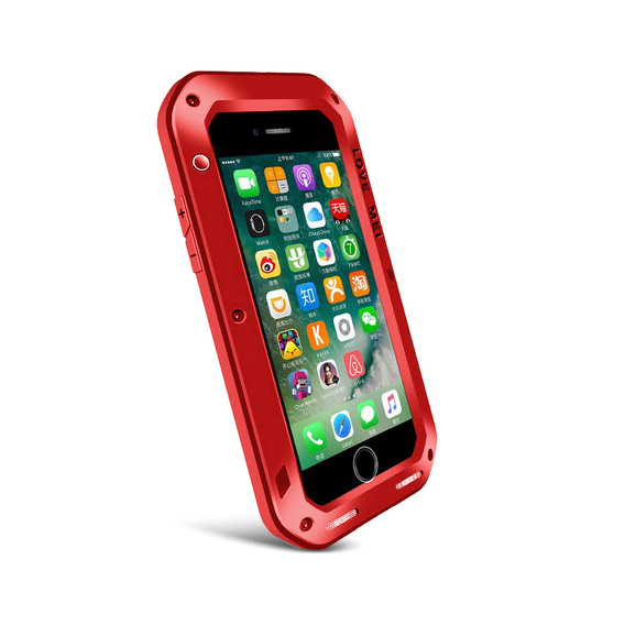 Love Mei Telefontok a iPhone 8 Plus/7 Plus, armored with glass, piros